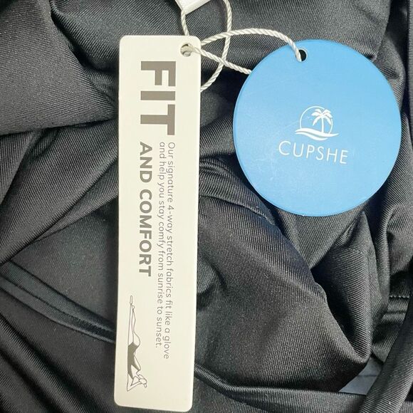 NWT Cupshe Black High Neck Keyhole One Piece Swimsuit Size Medium Tummy Control - Picture 11 of 14